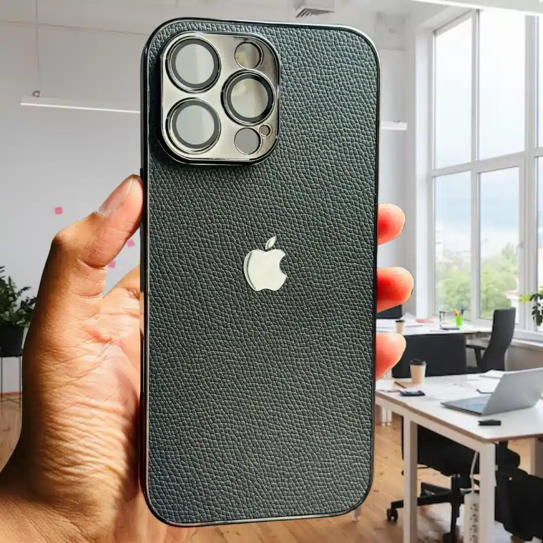 Premium Leather Texture iPhone Case with Camera Protector 2