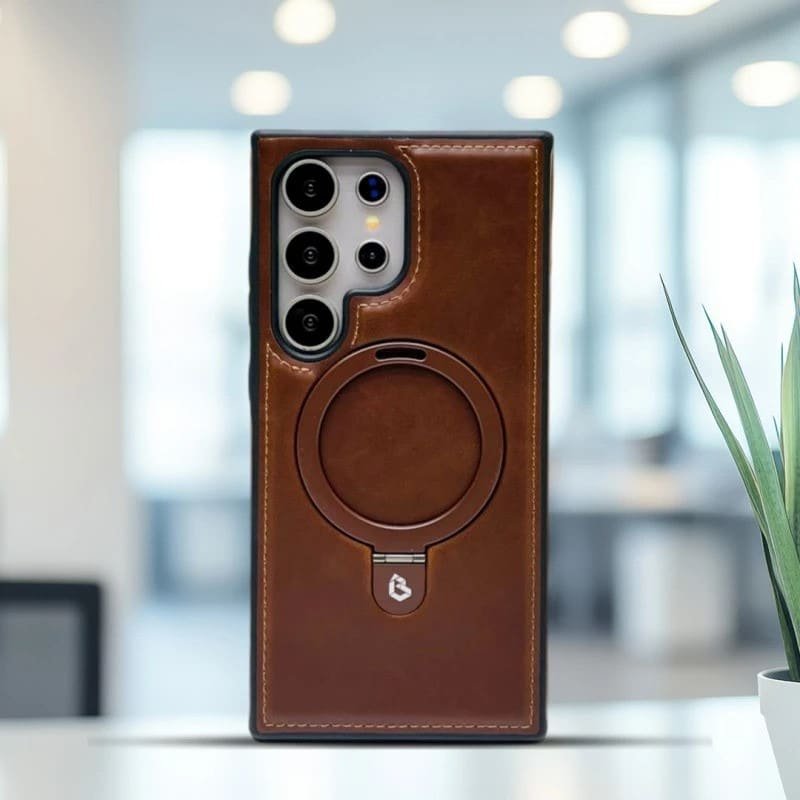 Suitable Magsafe Supported Ring Stand Business leather Case For Samsung Galaxy 4