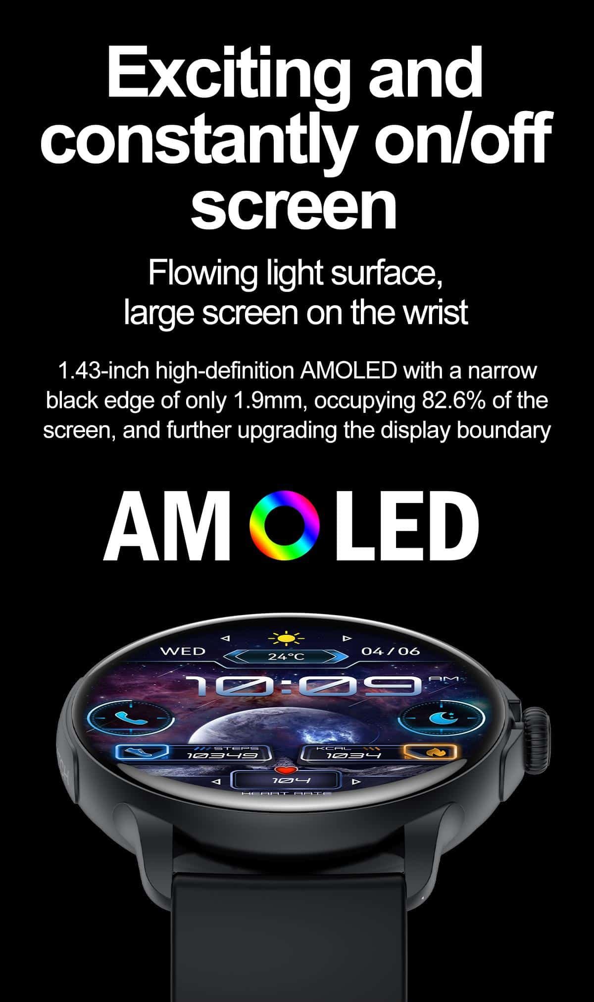 YES Active Max Smartwatch AMOLED Display 2