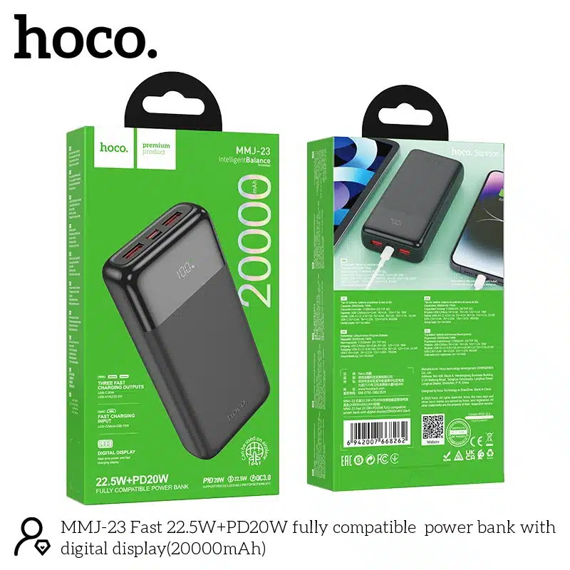 Hoco MMJ23 22.5W Fast Charging 20000mAh Power Bank 1 Hoco MMJ23 20000mAh Power Bank Price in Bangladesh 1