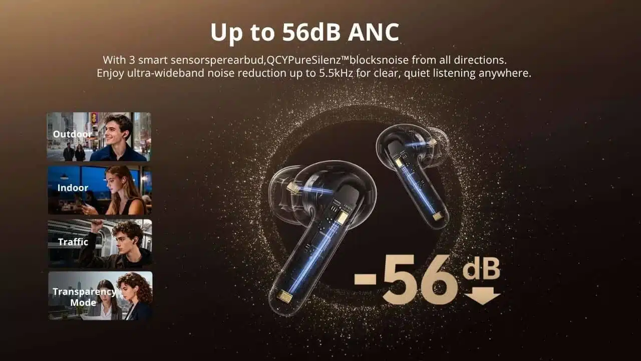 QCY MeloBuds N60 Adaptive Noise Canceling Wireless Earbuds