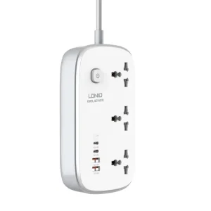 LDNIO SC3416 Power Strip 65W 3 Sockets With 4 Port Charger 1