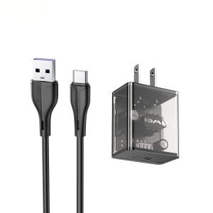 Awei C11T Fast Charging Transparent Adapter with Type C Cable 1