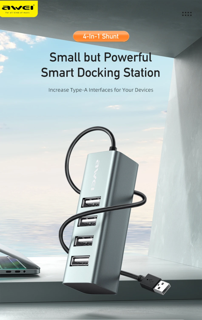 Awei CL-122T Type-C Extender USB 2.0 Docking Station - gadgetkhor