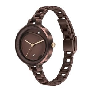 Fastrack MetaWe Quartz Analog Brown Dial Stainless Steel Strap Watch For Girls 6306KM02 1