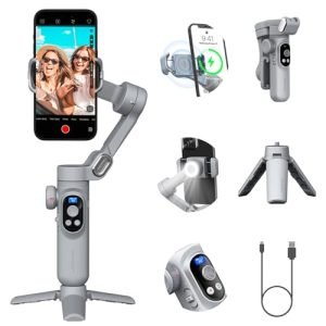 Handheld Gimbal Stabilizer 3 Axis Smart X Pro Professional for Smartphone Wireless Charging OLED Display LED Light Focus Wheel 1