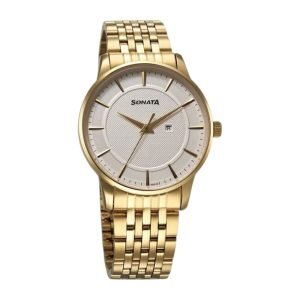 Sonata Wedding Quartz Analog Off White Dial Stainless Steel Strap Watch For Men 77153YM0 3