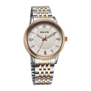 Sonata Wedding Quartz Analog Off White Dial Stainless Steel Strap Watch For Men 77154KM02 4