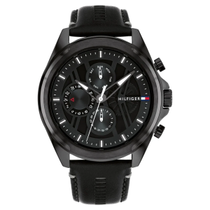 Tommy Hilfiger Multifunction Black Dial Black Color Leather Strap Watch For Men TH1710654 3