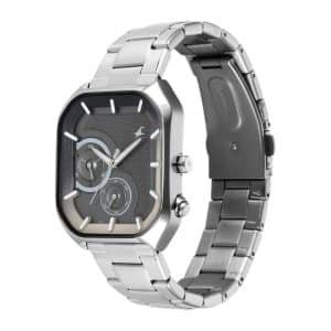 Fastrack Groove Multifunction Anthracite Dial Metal Strap Guys Watch with Lume indices 3321SM01 3