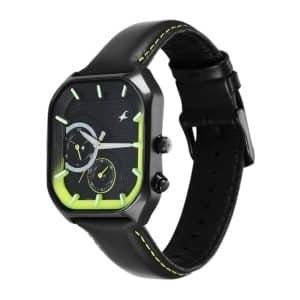 Fastrack Groove Multifunction Black Dial Guys Leather Watch with Lume indices 3321NL01 3