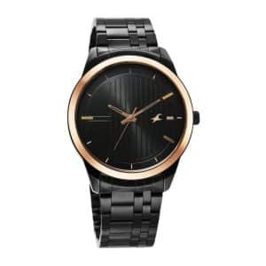 Fastrack Stunners Quartz Analog Black Dial Metal Strap Watch for Guys 3308KM01 2