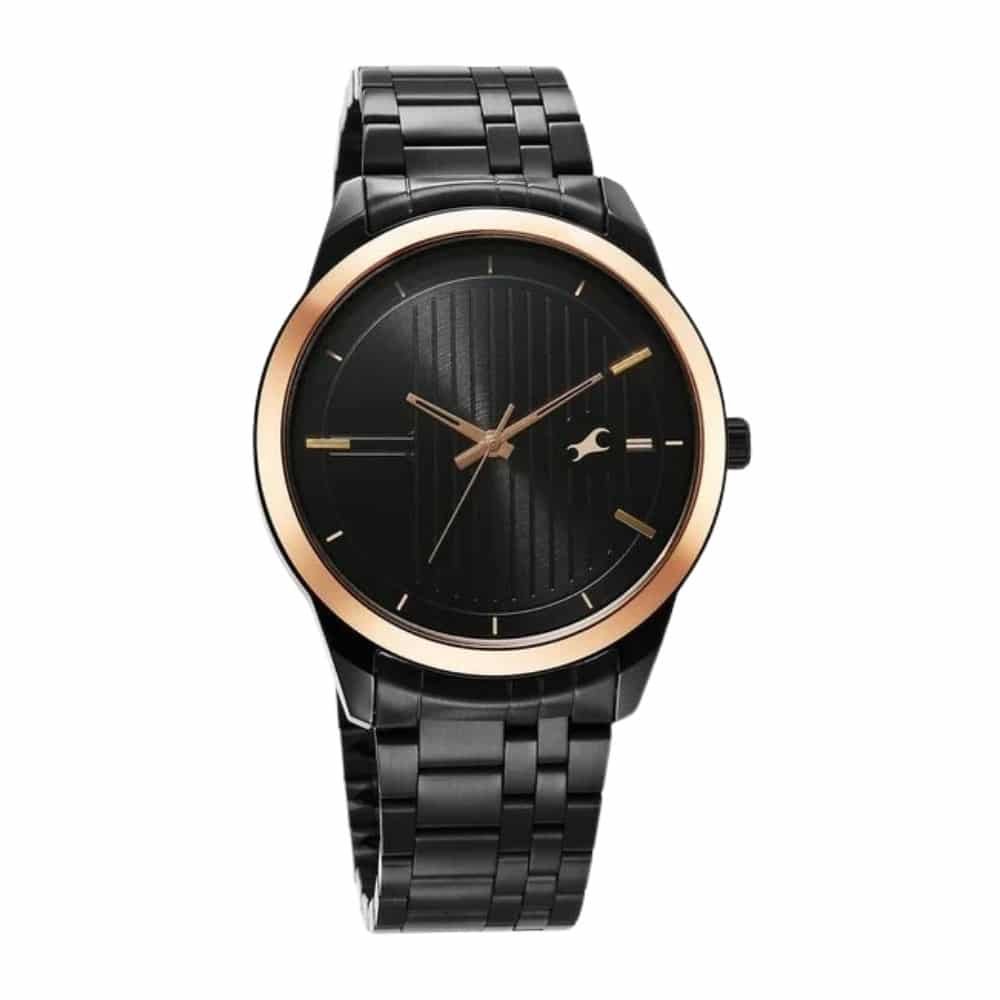 Fastrack Stunners Quartz Analog Black Dial Metal Strap Watch for Guys 3308KM01 (2) Fastrack Stunners Quartz Analog Black Dial Metal Strap Watch for Guys 3308KM01 2