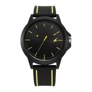 Fastrack Tees Urbanique Quartz Analog Black Dial Silicon Strap Watch For Guys 38024PP83W 1
