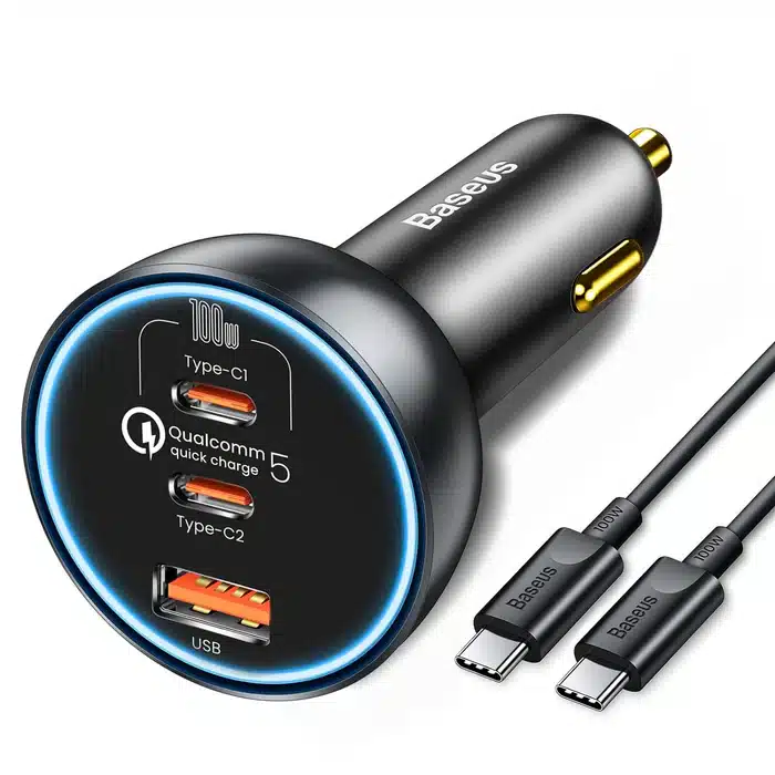 Baseus 160W Car Charger Qualcomm Quick Charge 2C+U With 100w Type-C Cable (1) Baseus 160W Car Charger Qualcomm Quick Charge 2CU With 100w Type C Cable 1