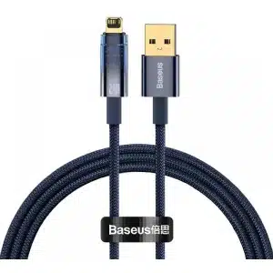 Baseus Cable Usb To Iphone Lightning Explorer Series Auto Power Off Fast Charging Data Cable For Iphone 2.4A CATS000403 Blue 1M 2