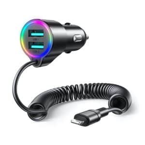 Joyroom JR CL07 55W 3 in 1 Wired Car Charger Type C 2