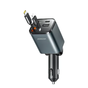 Joyroom JR CL07 55W 3 in 1 Wired Car Charger Type C 2