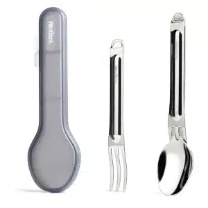 NexTool Outdoor Pure Titanium Spork and Spoon Reusable Camping Utensil Set wtih Case 1