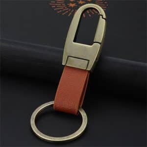 Stainless Steel Simple Waist Buckle Leather Keychain Key Ring 2