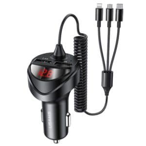 Usams 3 in 1 Spring Cable 3.4A Dual USB Car Charger US CC119 2