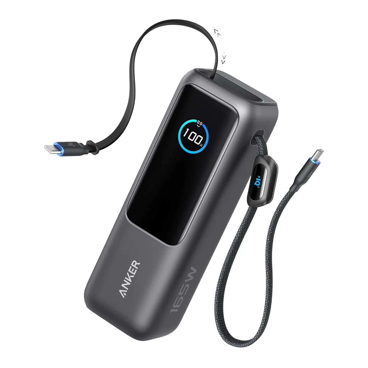 Anker Laptop Power Bank 25K mAh 165W, Built-In and Retractable Cables with Smart Display (A1695) (2) Anker Laptop Power Bank 25K mAh 165W Built In and Retractable Cables with Smart Display A1695 2