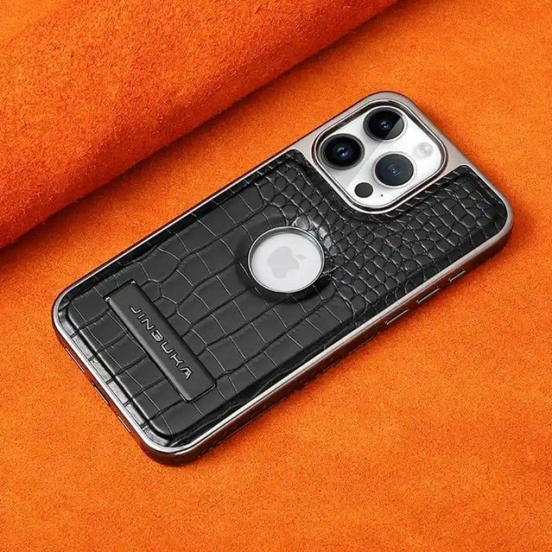 Crocodile leather magnetic charging suitable Kickstand Case For Iphone (4) Crocodile leather magnetic charging suitable Kickstand Case For Iphone 4
