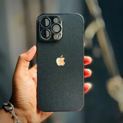 Premium Leather Texture iPhone Case with Camera Protector