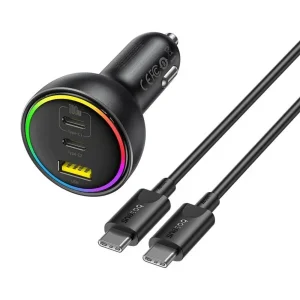 Baseus Car Charger 152.5W RGB 2xType c 1X USB A With Type c t o type c Cable