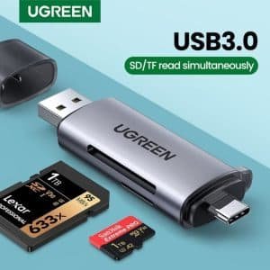 Ugreen CM185 50706 USB Type C USB Male to SDTF USB 3.0 Type C Gray Card Reader
