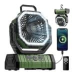 OGERY F6 Rechargeable Camping Hanging Tent Fan with Light