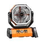 OGERY F6 Rechargeable Camping Hanging Tent Fan with Light