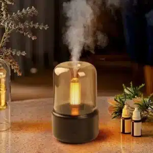 Retro Flame Air Humidifier Ultrasonic Usb Aroma Diffuser With Imitation Candle Night Light